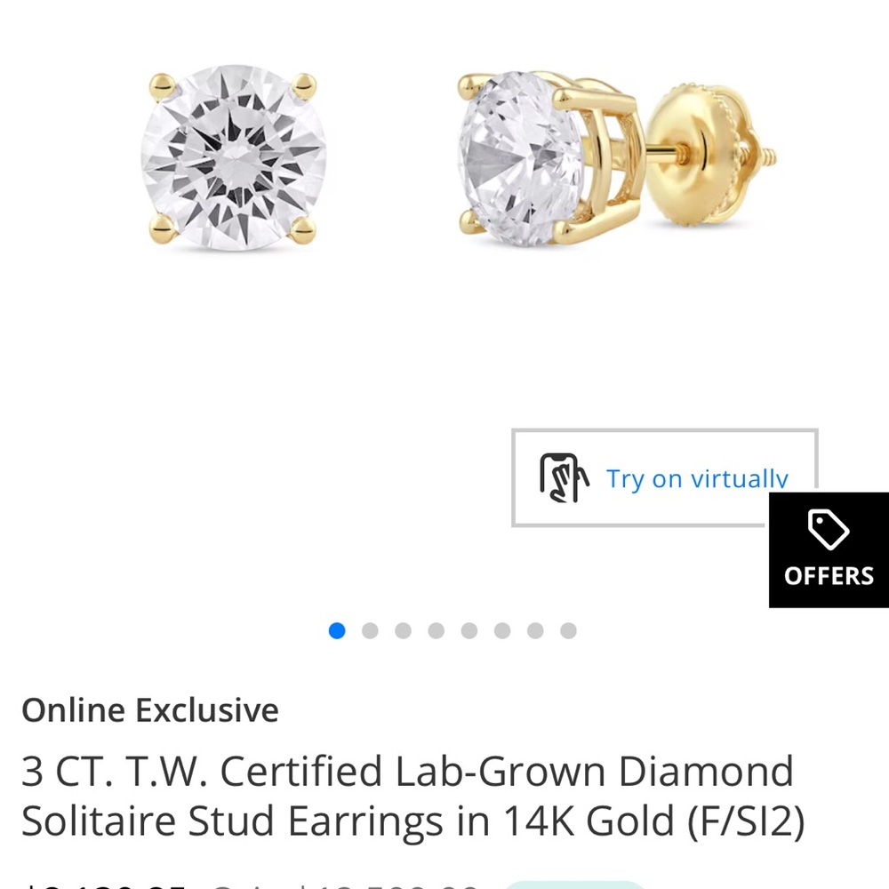 Gold Diamond Solitaire Stud Earrings